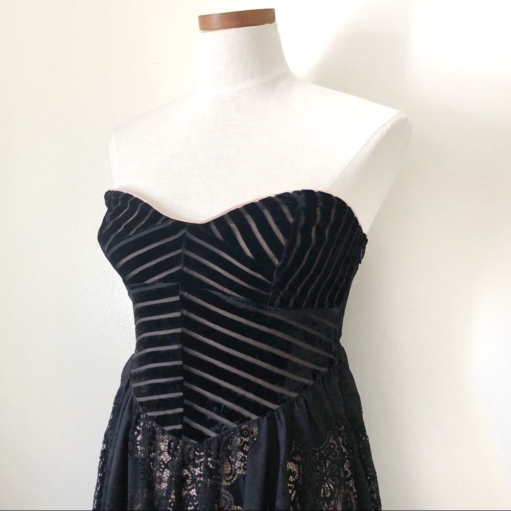 Free People strapless black lace mini dress - Picture 3 of 8